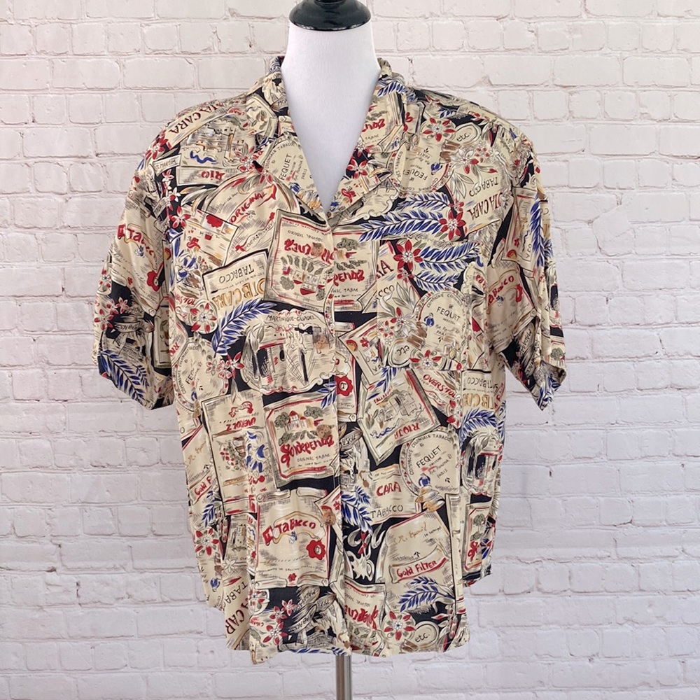 Women’s Vintage Travel Print Button Down Shirt
